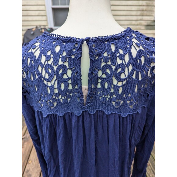 Women's Philosophy Lace Yoke LS Rayon Blend Smock Style Top Sz Lg - Picture 3 of 6